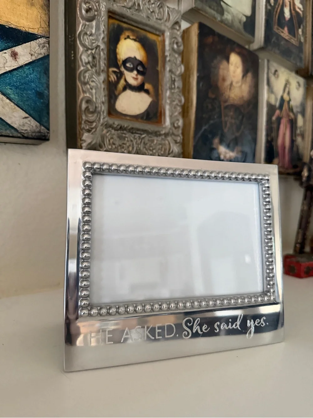 Mariposa He Asked She Said Yes Beaded 4x6 Photo Frame